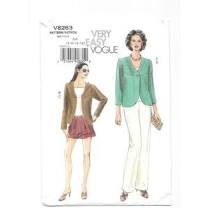 Vogue V8263 Misses' Jacket Shorts Pants Size 6-12 Very Easy Sewing Pattern Uncut